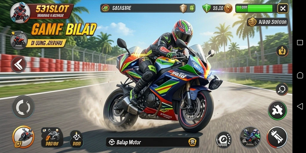 Tampilan utama game 531SLOT dengan grafis balap motor yang menakjubkan.