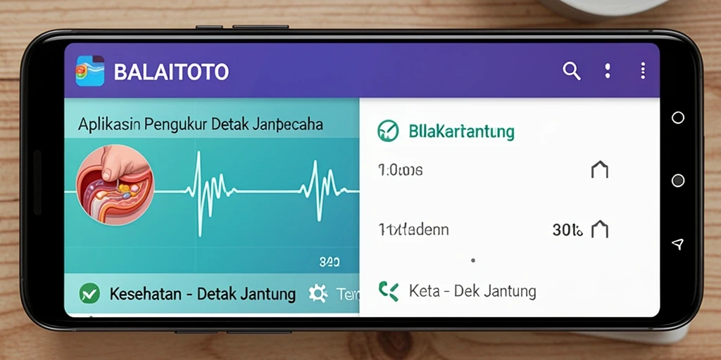 Tampilan antarmuka aplikasi BALAITOTO untuk pemantauan detak jantung.