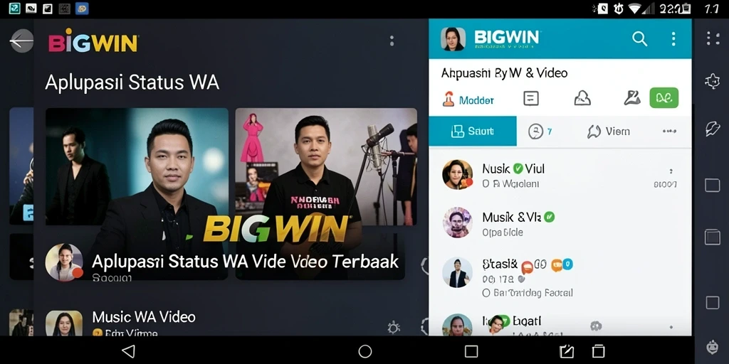 Tampilan antarmuka aplikasi BIGWIN untuk Status WA Video yang menarik.