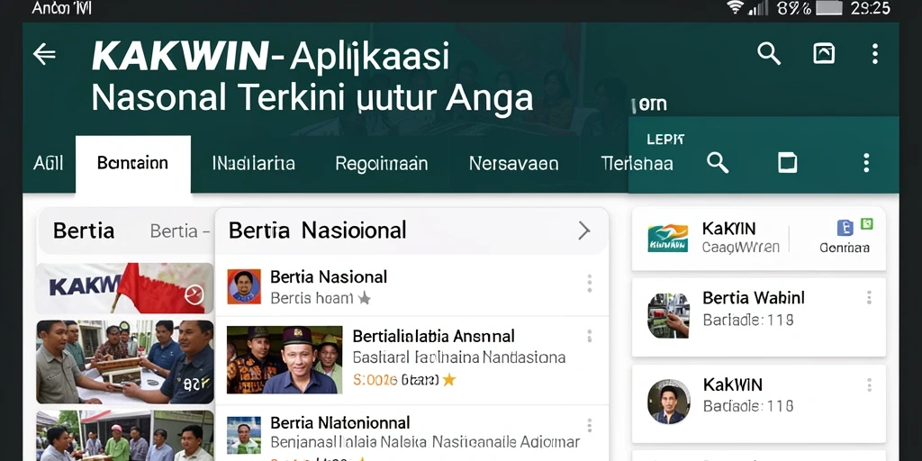 Tampilan antarmuka aplikasi KAKWIN untuk berita nasional.