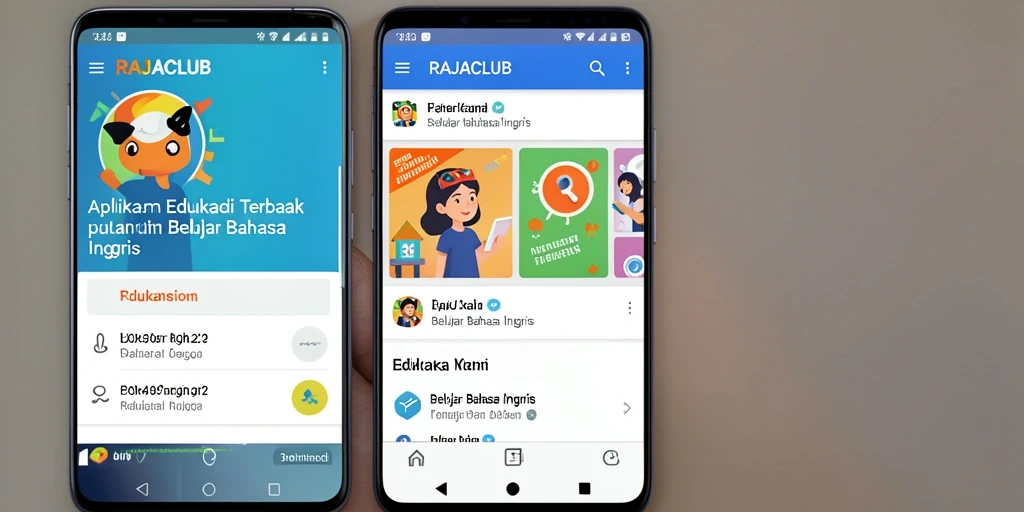 Tampilan antarmuka RAJACLUB saat belajar bahasa Inggris yang interaktif.